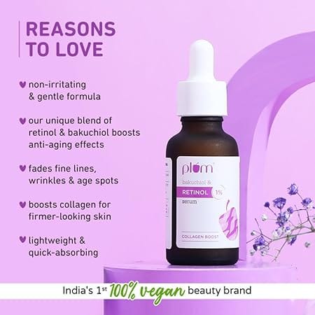 Plum 1% Retinol Face Serum With Bakuchiol For Smooth & Youthful-looking Skin (20mL)