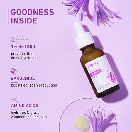Plum 1% Retinol Face Serum With Bakuchiol For Smooth & Youthful-looking Skin (20mL)