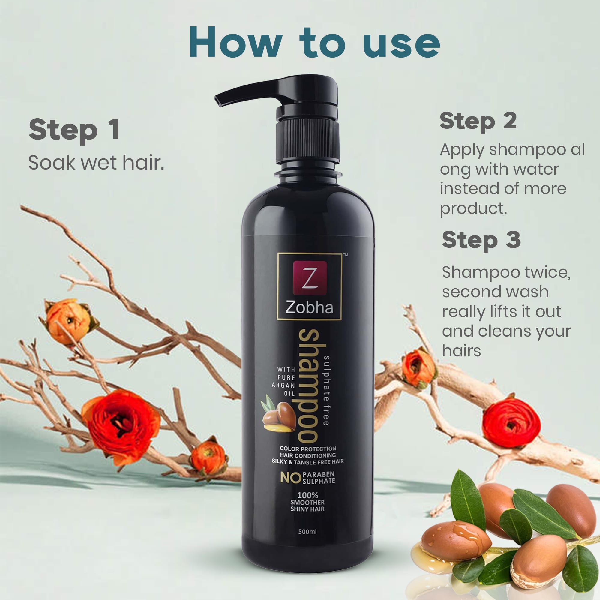 Zobha - SULPHATE FREE SHAMPOO WITH PURE ARGAN OIL (500ml)