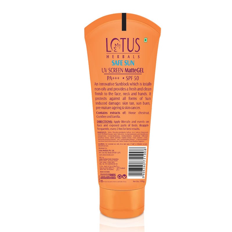 Lotus Herbals - Safe Sun UV Screen Matte Gel Pa+++ SPF - 50 (100g)