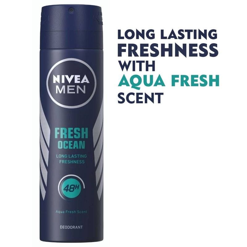 NIVEA Men Deodorant, Fresh Ocean, 48h Long lasting Freshness with Fresh Aqua Scent (150ml)