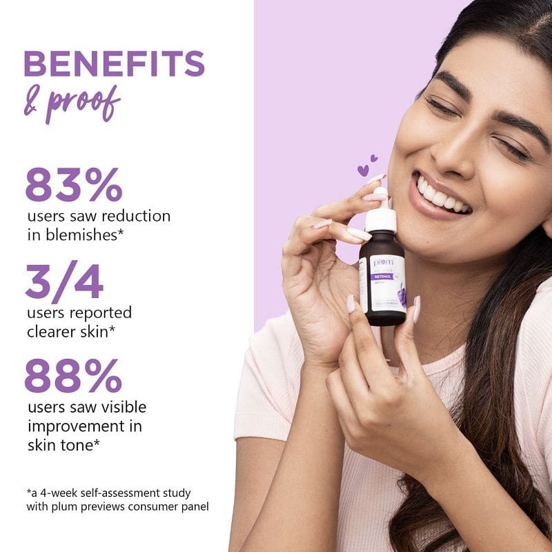 Plum 1% Retinol Face Serum With Bakuchiol For Smooth & Youthful-looking Skin (30mL)