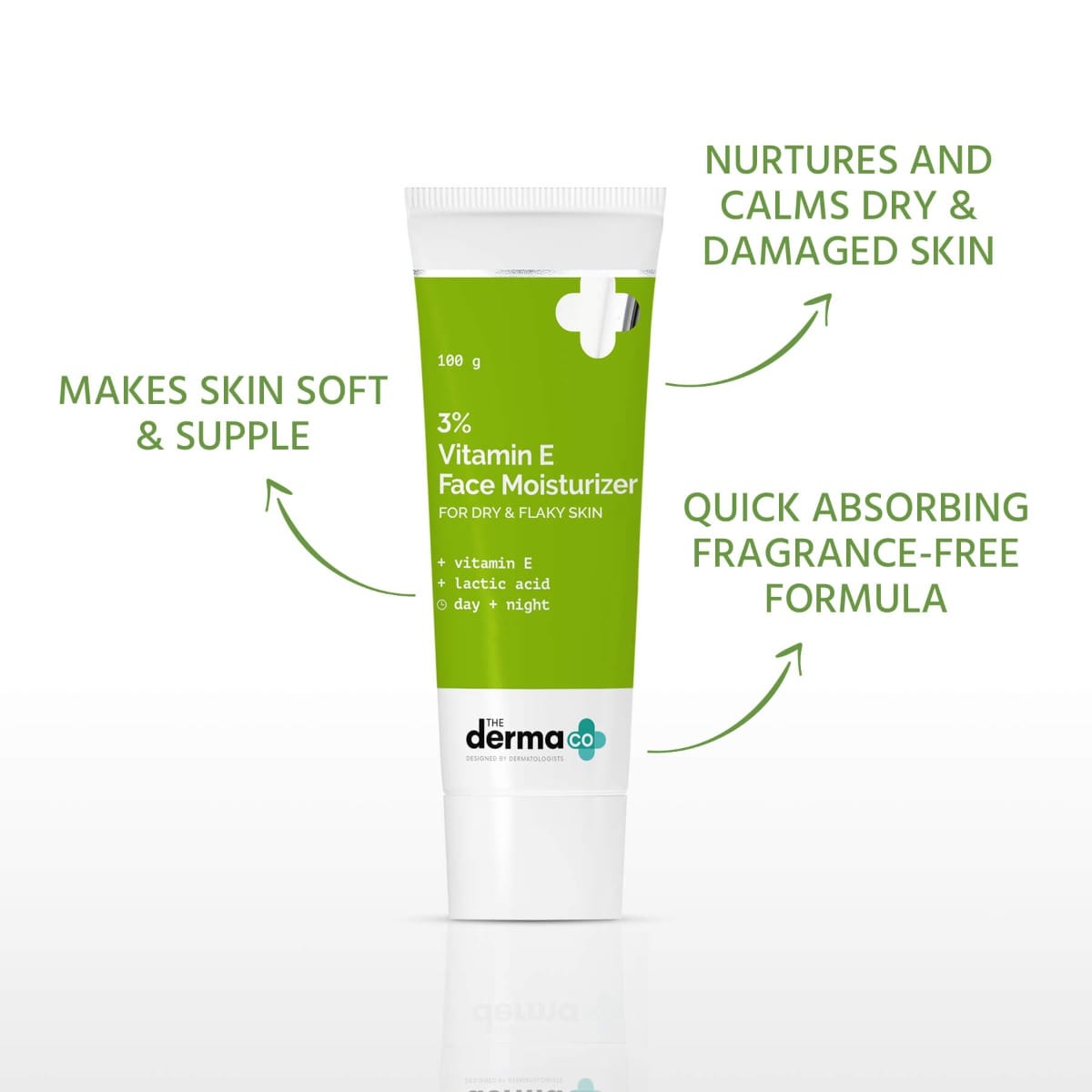 The Derma - 3% Vitamin E Face Moisturizer With Vitamin E & Lactic Acid (100g)
