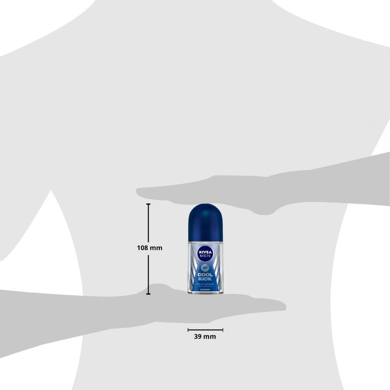 NIVEA Men Deodorant Roll On, Cool Kick, 48h Long lasting Freshness (50mL)