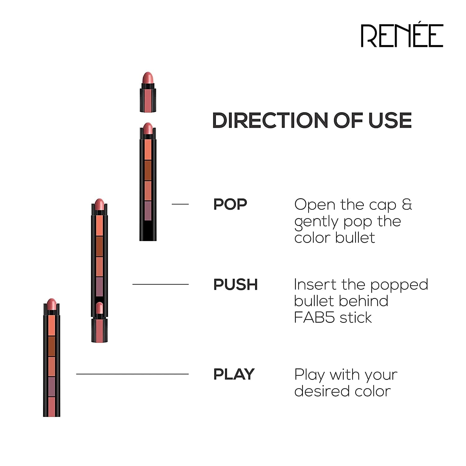 RENEE - FAB 5 Matte Finish 5 in 1 Lipstick - (Fab 5 Nude)