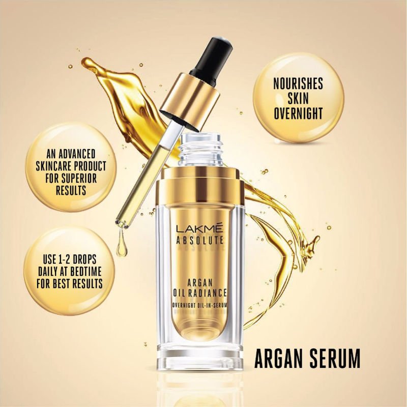 Lakme - Absolute Argan Oil Radiance Overnight Oil-in-Serum (15mL)