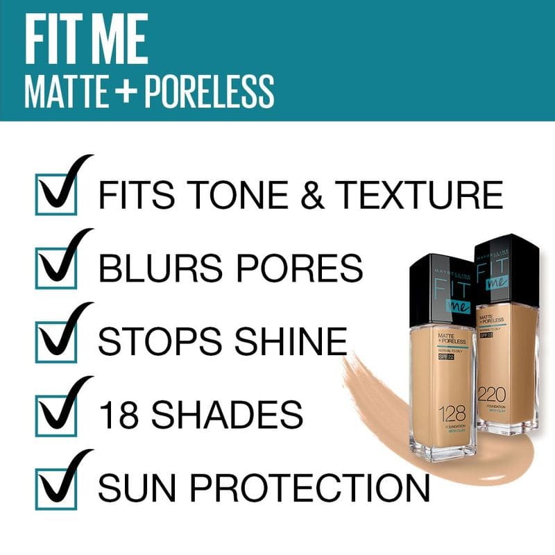 Maybelline New York - Fit Me Matte+Poreless Liquid Foundation With Pump