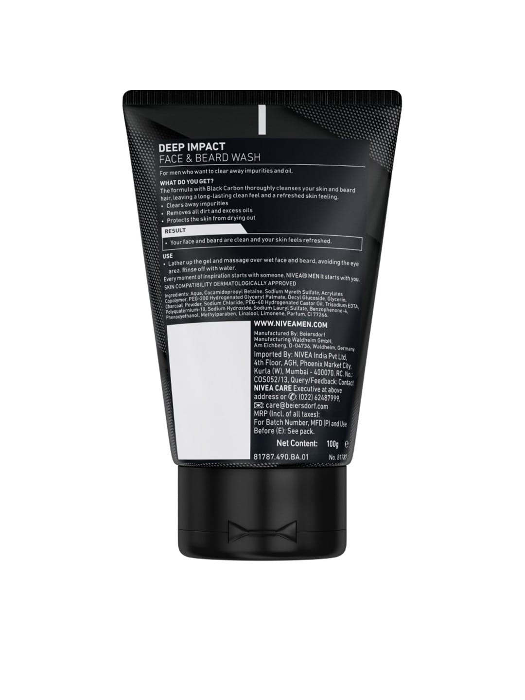 NIVEA MEN DEEP IMPACT FACE & BEARD WASH 100g