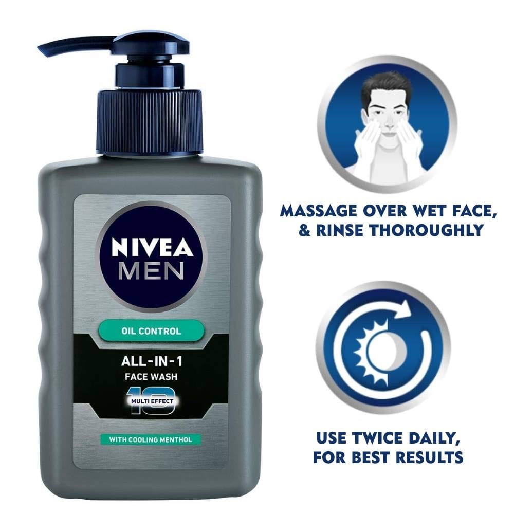 NIVEA - Men Face Wash, Oil Control for 5hr Oil Control with 10x Vitamin C Effect, (150ML)