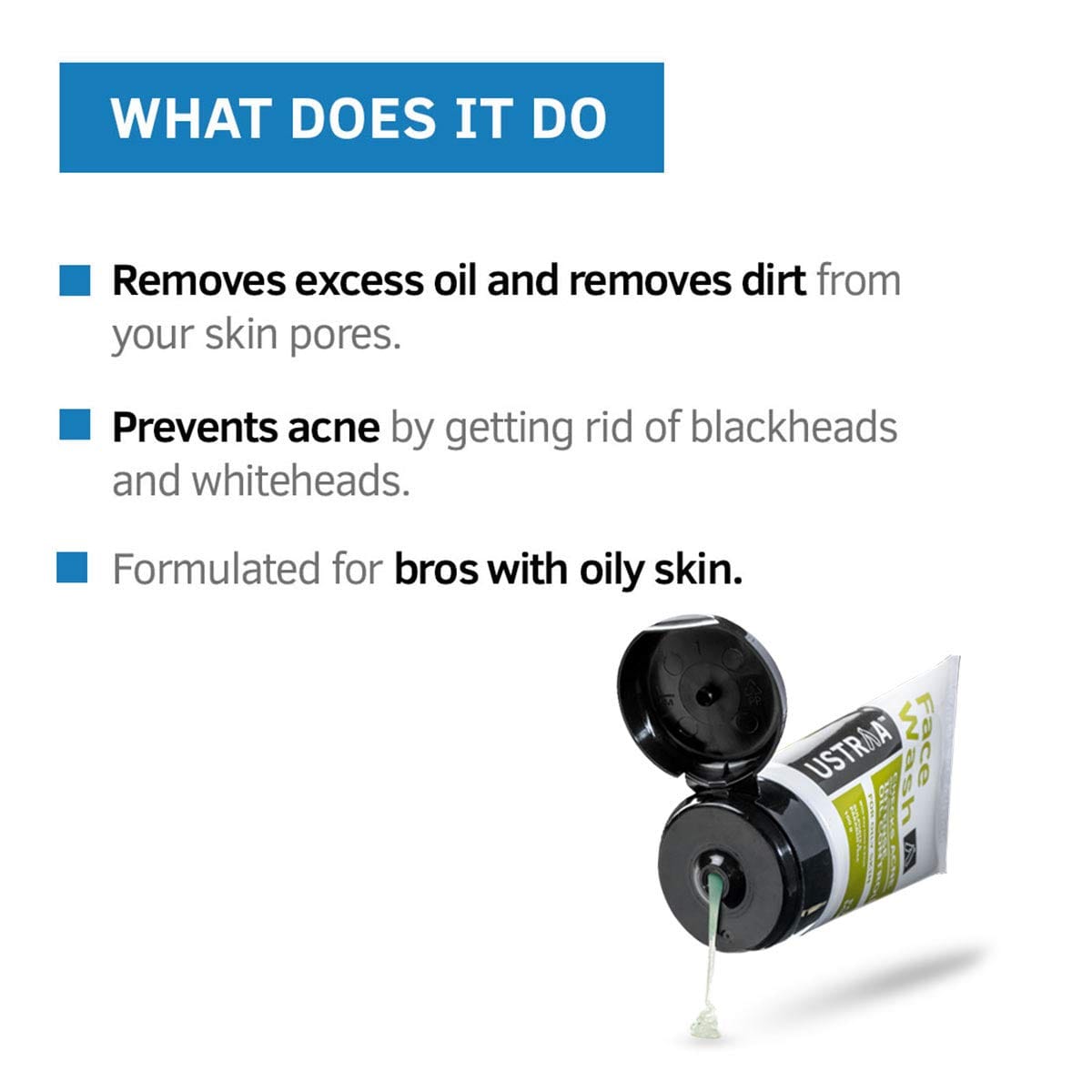 Ustraa - Face Wash for Oily skin Checks Acne For Men (100g)