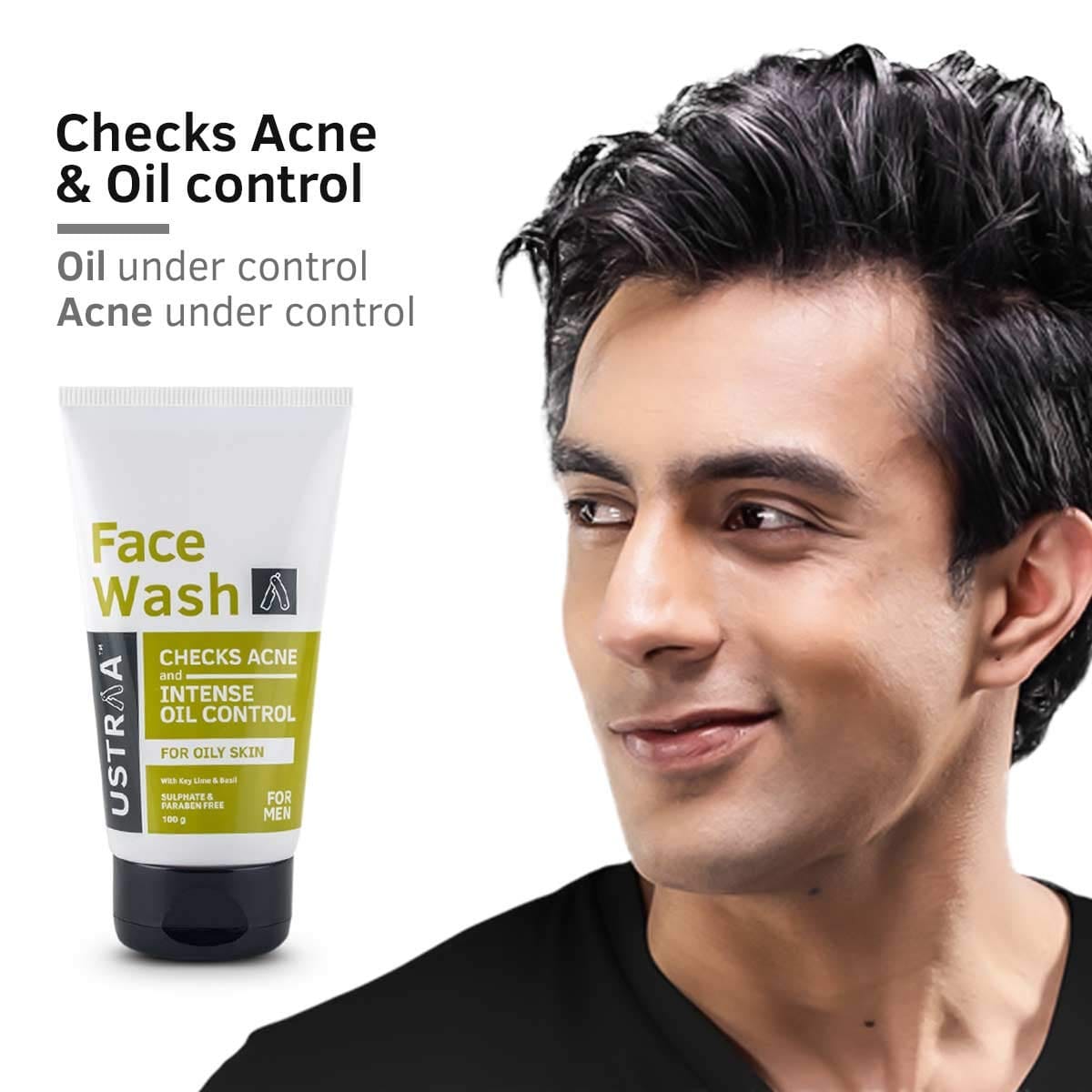 Ustraa - Face Wash for Oily skin Checks Acne For Men (100g)