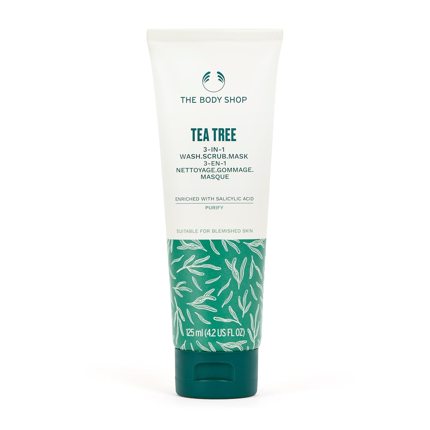 The Body Shop Tea Tree 3 in 1 Wash Scrub & Mask – Purifying Vegan Skincare For Oily, Blemished Skin – 4.2 oz