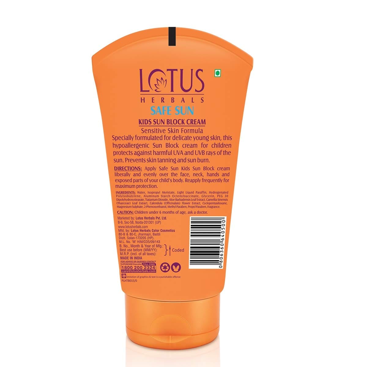 Lotus Herbals - Safe Sun Kids Sunblock Cream SPF 25 Sweat & Waterproof Sunscreen (100g)