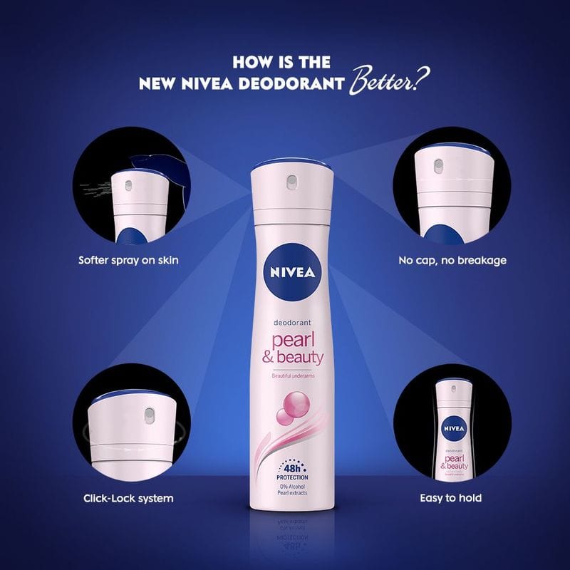 NIVEA Women Deodorant, Pearl & Beauty, for Beautiful Underarms & 48h Protection (150ml)
