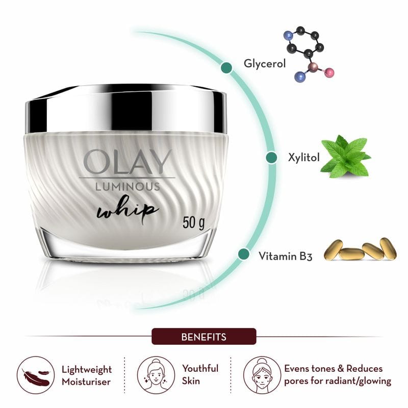 Olay - Luminous Whip Light AS Air Finish Active Moisturiser All Day (Non SPF) (50gm)