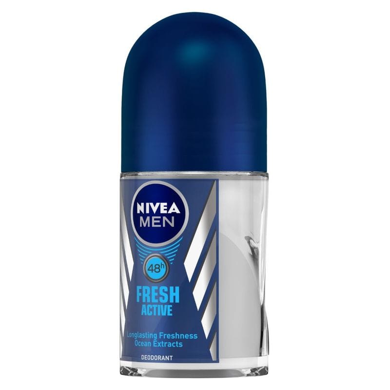 NIVEA - Men Deodorant Roll On, Fresh Active, 48h Long lasting Freshness (50mL)