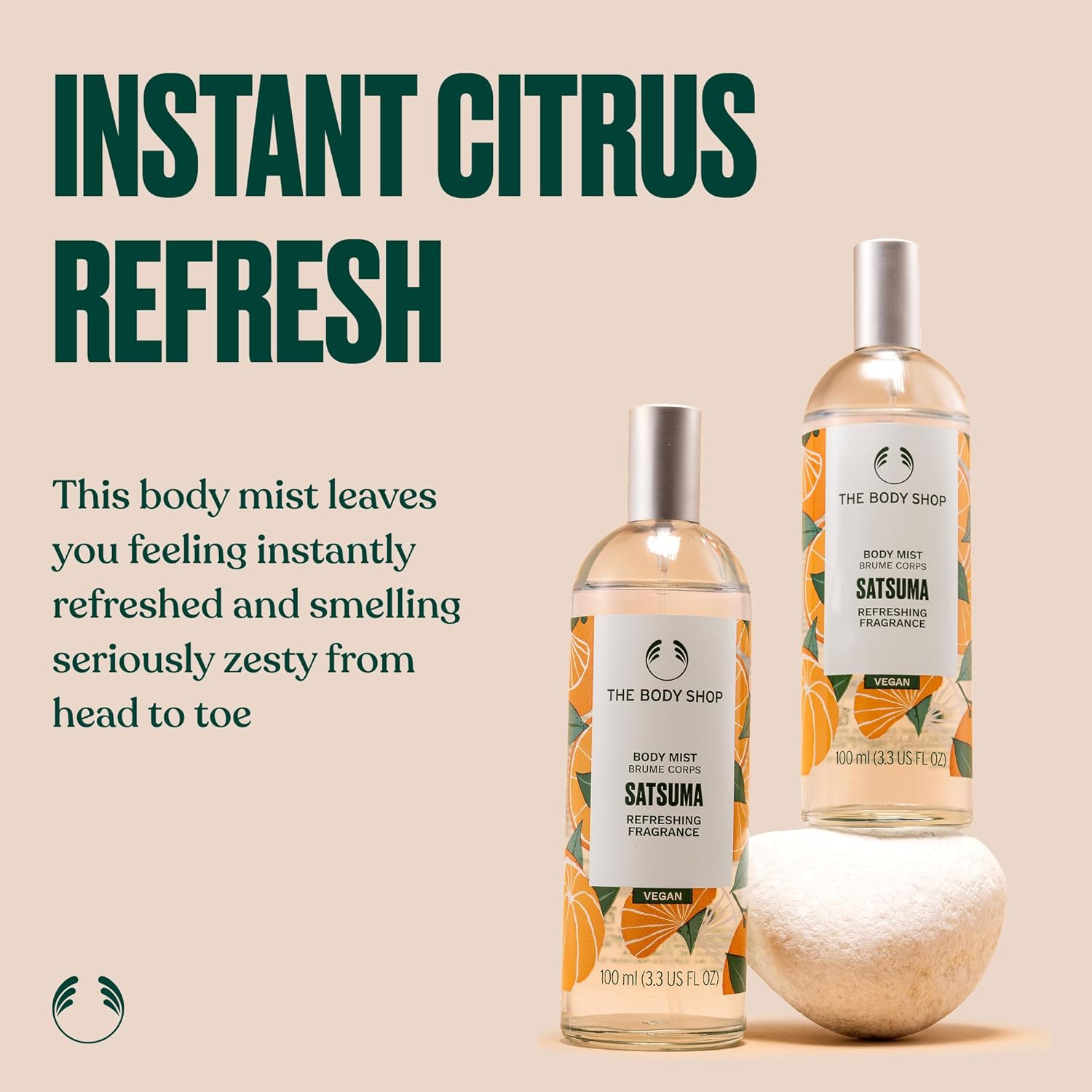 The Body Shop Satsuma Body Mist – Refreshes and Cools with a Citrus Scent – Vegan – 3.3 oz