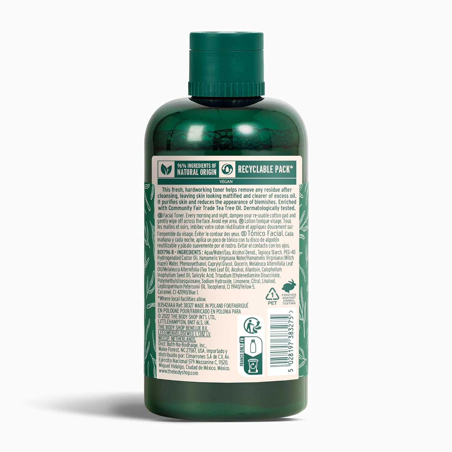 The Body Shop Tea Tree Skin Clearing Mattifying Toner – Purifying Vegan Facial Toner for Oily, Blemished Skin – 8.4 oz