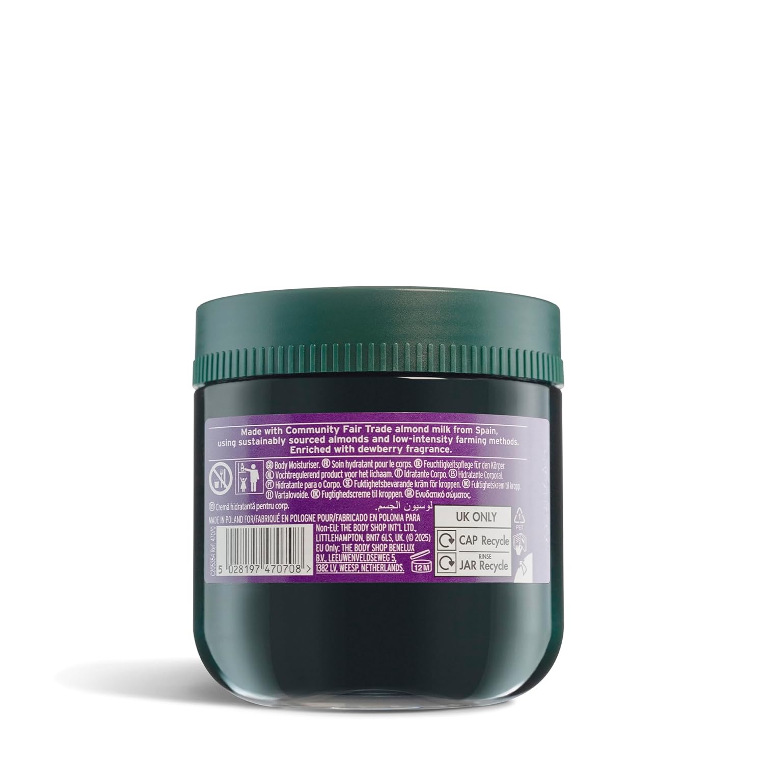 The Body Shop Dewberry Body Yogurt | 48hr Hydrating Moisturizer for Dry Skin | Fruity Scent, Lightweight, Vegan, 200 ml