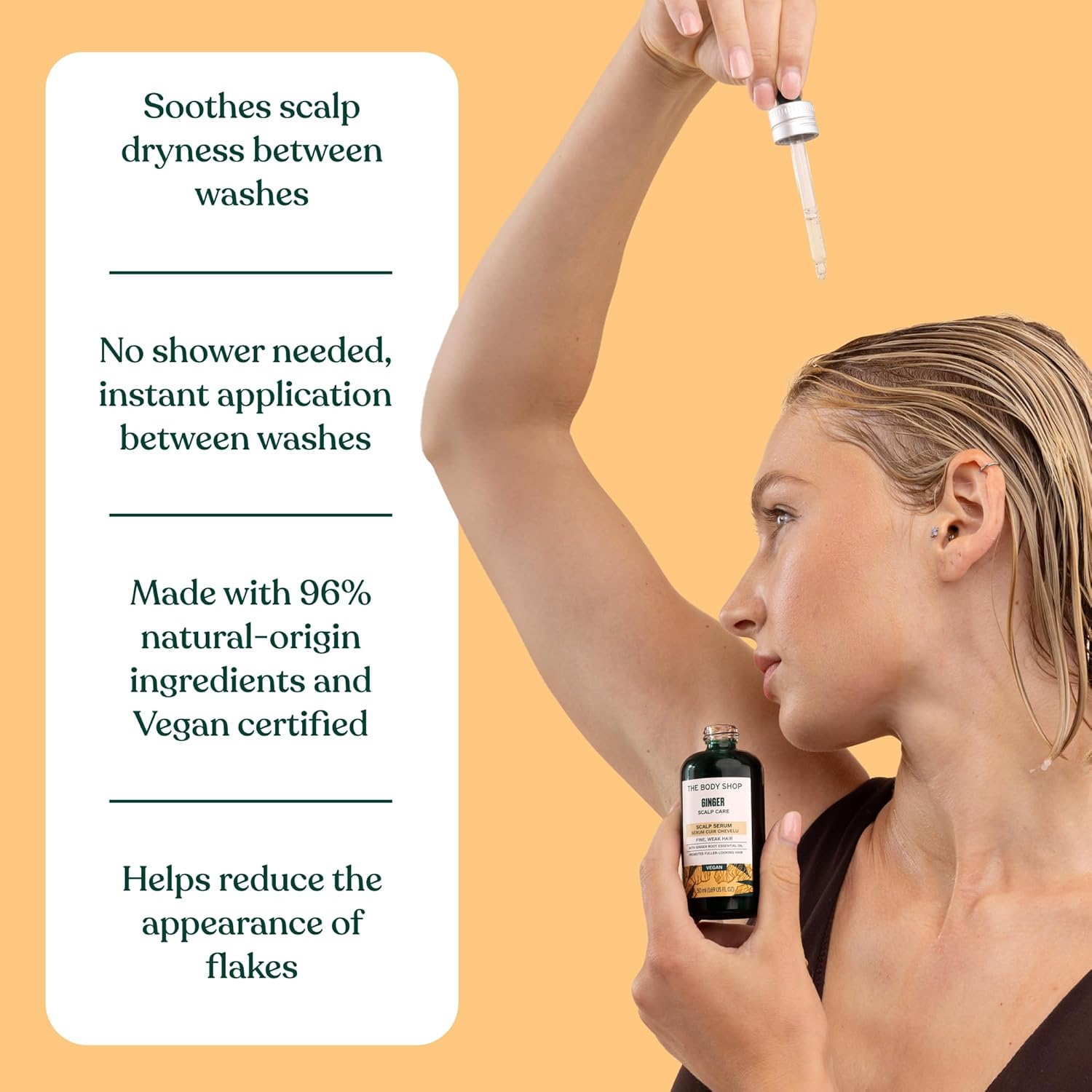 The Body Shop Ginger Scalp Serum, Dry and Flaky Scalp Treatment, Vegan, 1.69 fl oz