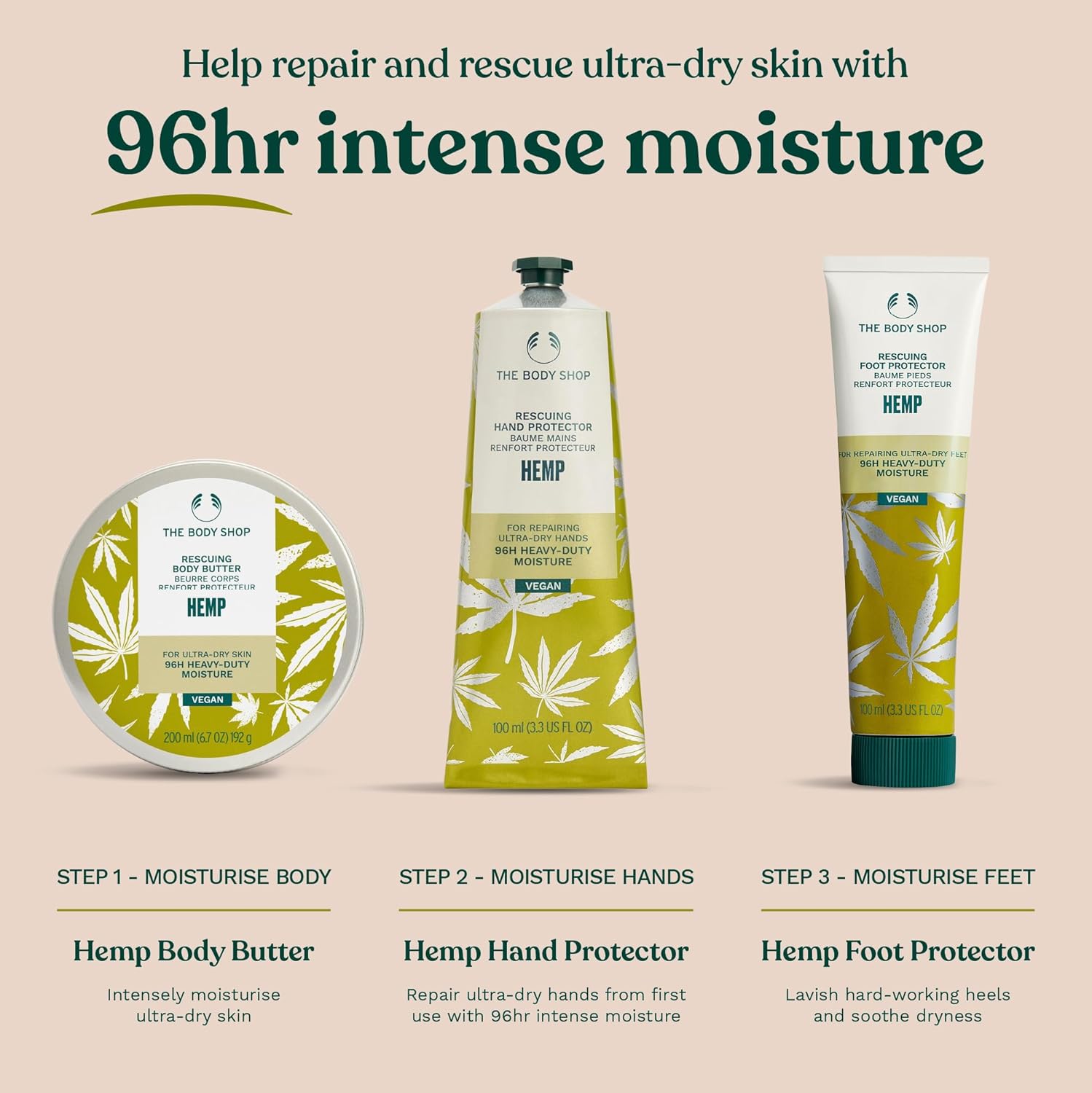The Body Shop Hemp Foot Protector – Protecting & Hydrating Care for Ultra Dry Feet – 3.5 oz