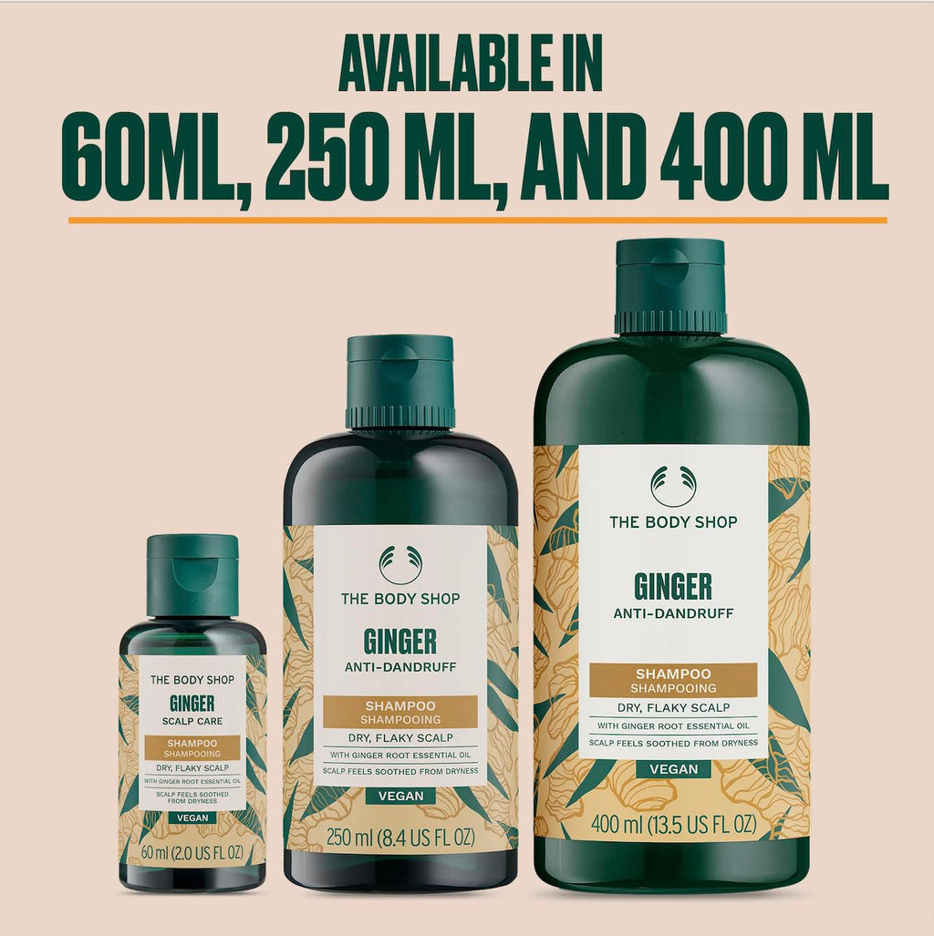 The Body Shop Ginger Scalp Care Shampoo – For Dry, Flaky Scalp – With Vegan Silk Protein – 250ml