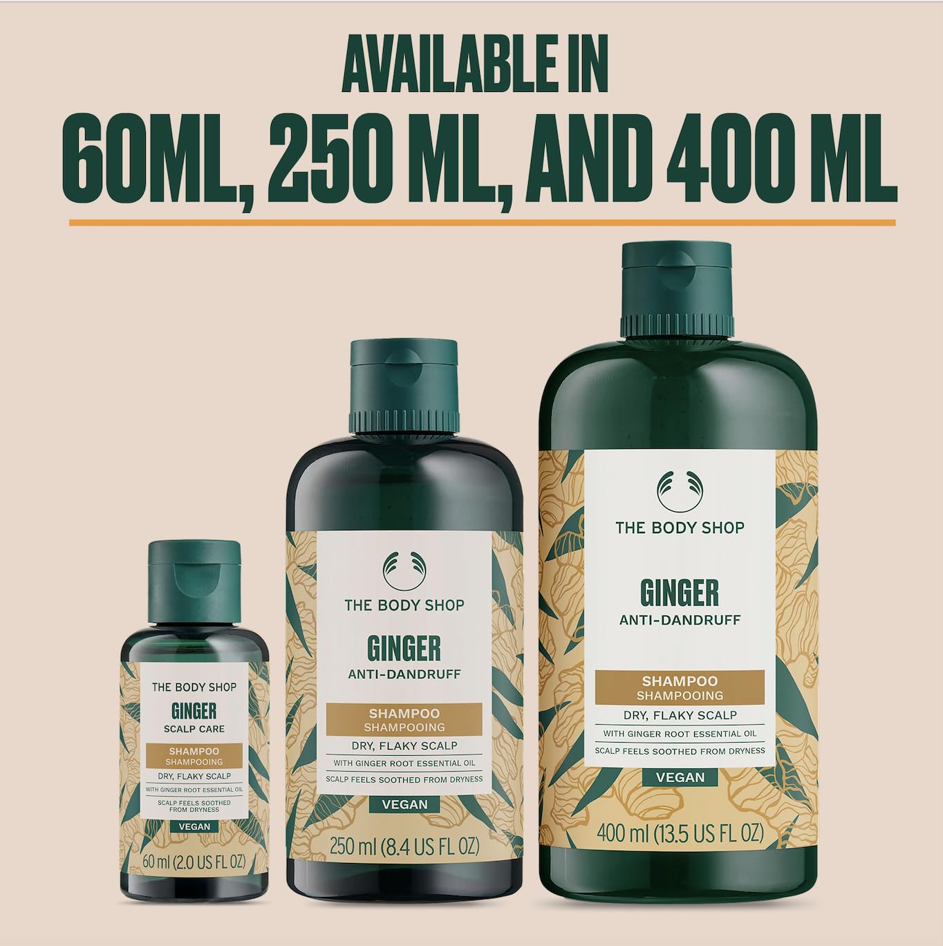 The Body Shop Ginger Scalp Care Shampoo – For Dry, Flaky Scalp – With Vegan Silk Protein – 250ml