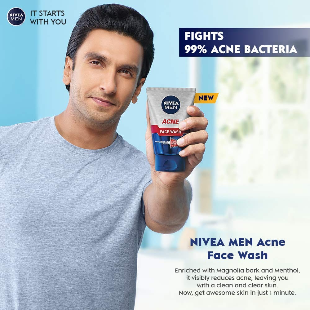 NIVEA Men Acne Face Wash for Oily & Acne Prone Skin - 100g