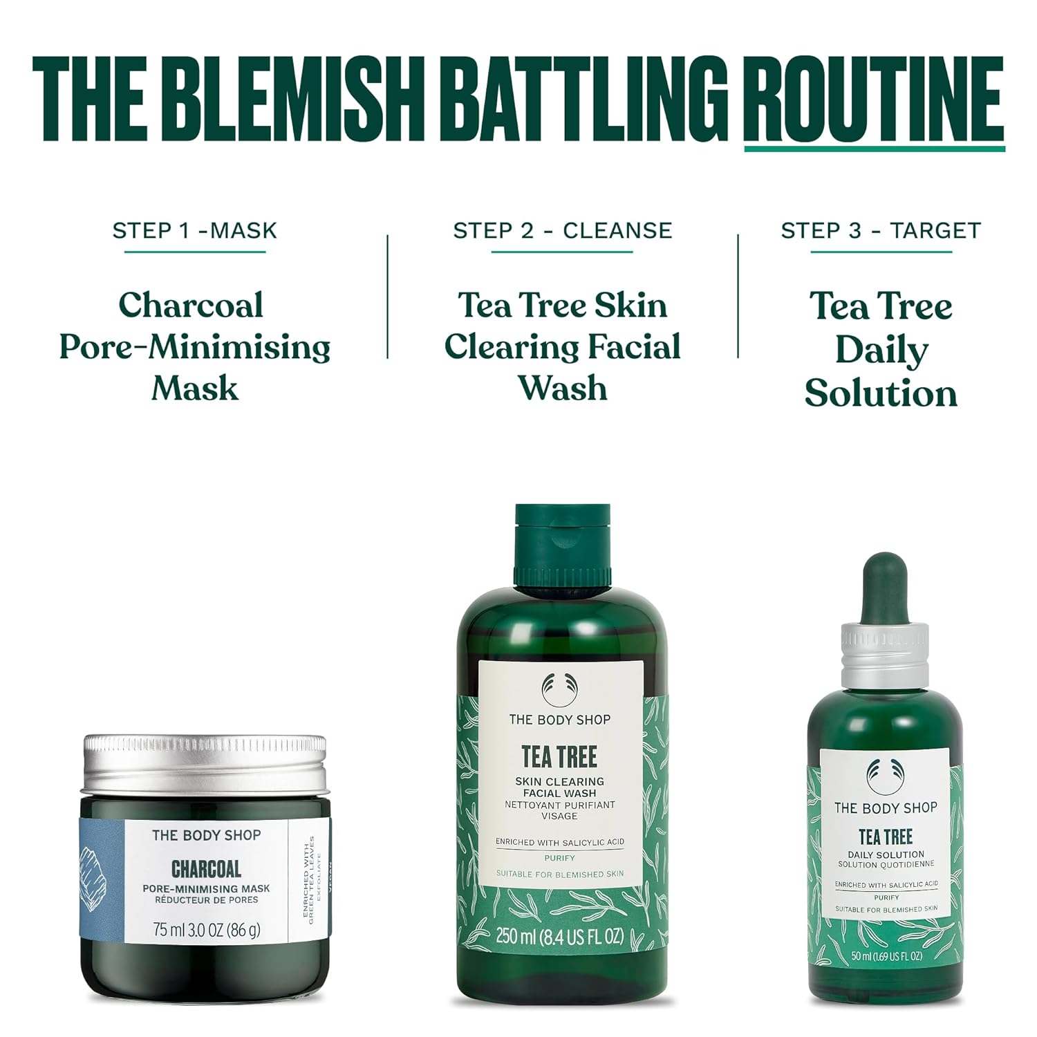 The Body Shop Tea Tree 3 in 1 Wash Scrub & Mask – Purifying Vegan Skincare For Oily, Blemished Skin – 4.2 oz