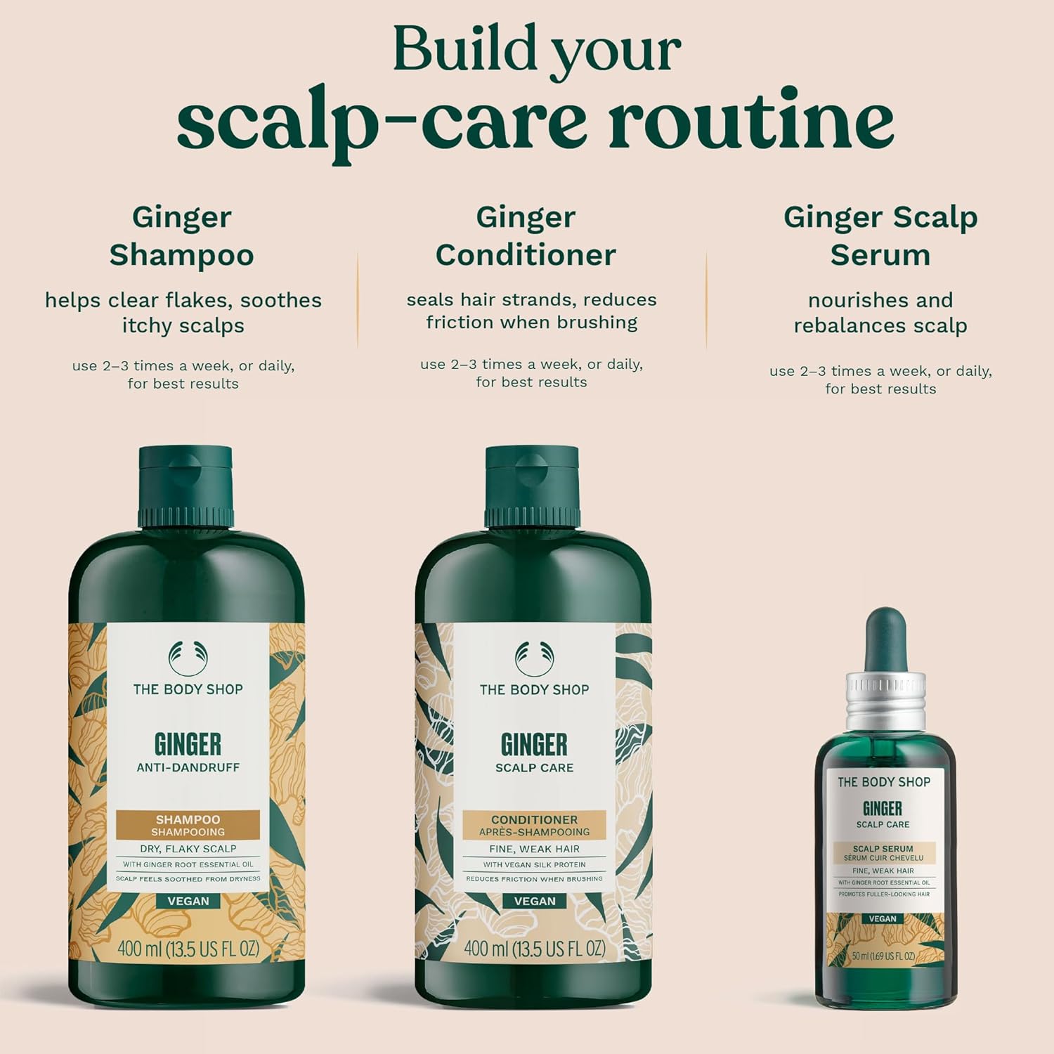 The Body Shop Ginger Scalp Care Shampoo – For Dry, Flaky Scalp – With Vegan Silk Protein – 250ml