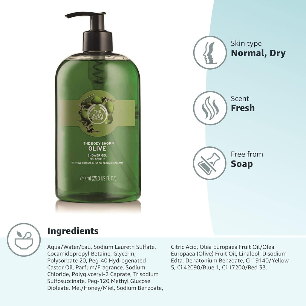 The Body Shop Olive Shower Gel Jumbo, 25.3 Fluid Ounces