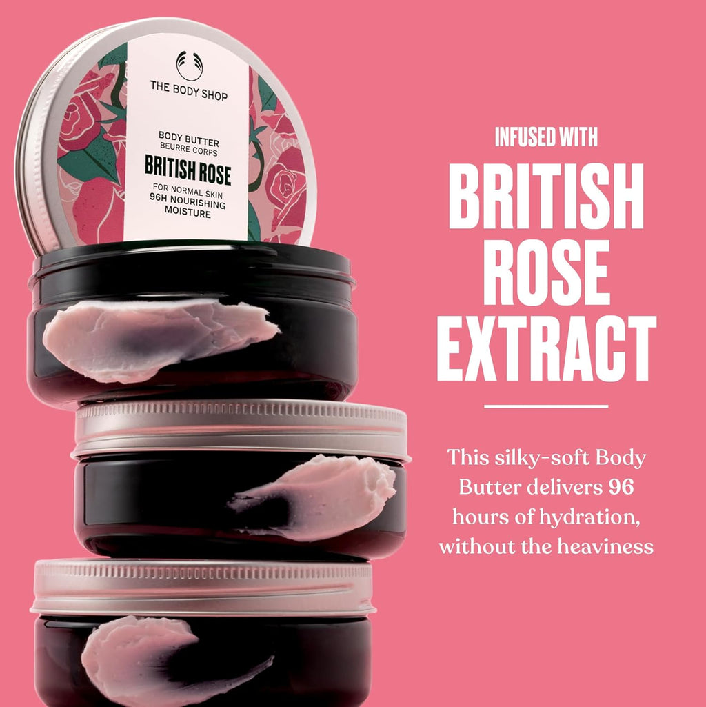 The Body Shop British Rose Body Butter – Nourishing & Moisturizing Skincare for Normal Skin – Vegan – 6.75 oz