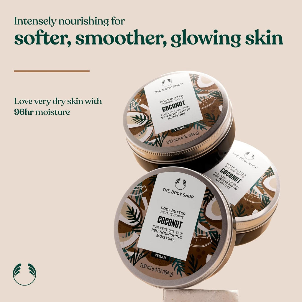 The Body Shop Coconut Body Butter – Nourishing & Moisturizing Skincare for Very Dry Skin – Vegan – 6.75 oz