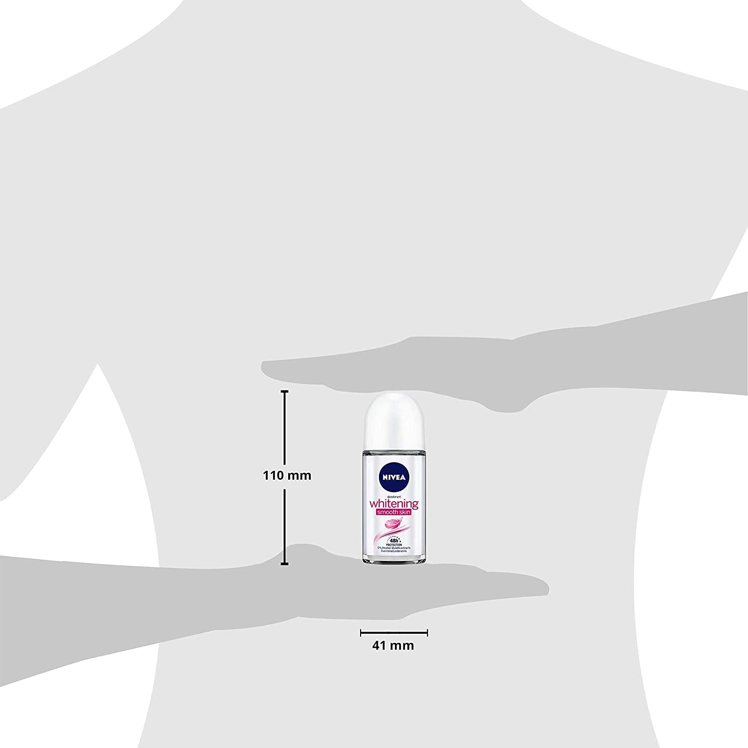 NIVEA Women Deodorant Roll On, Whitening Smooth Skin, for 48h Protection, 50mL