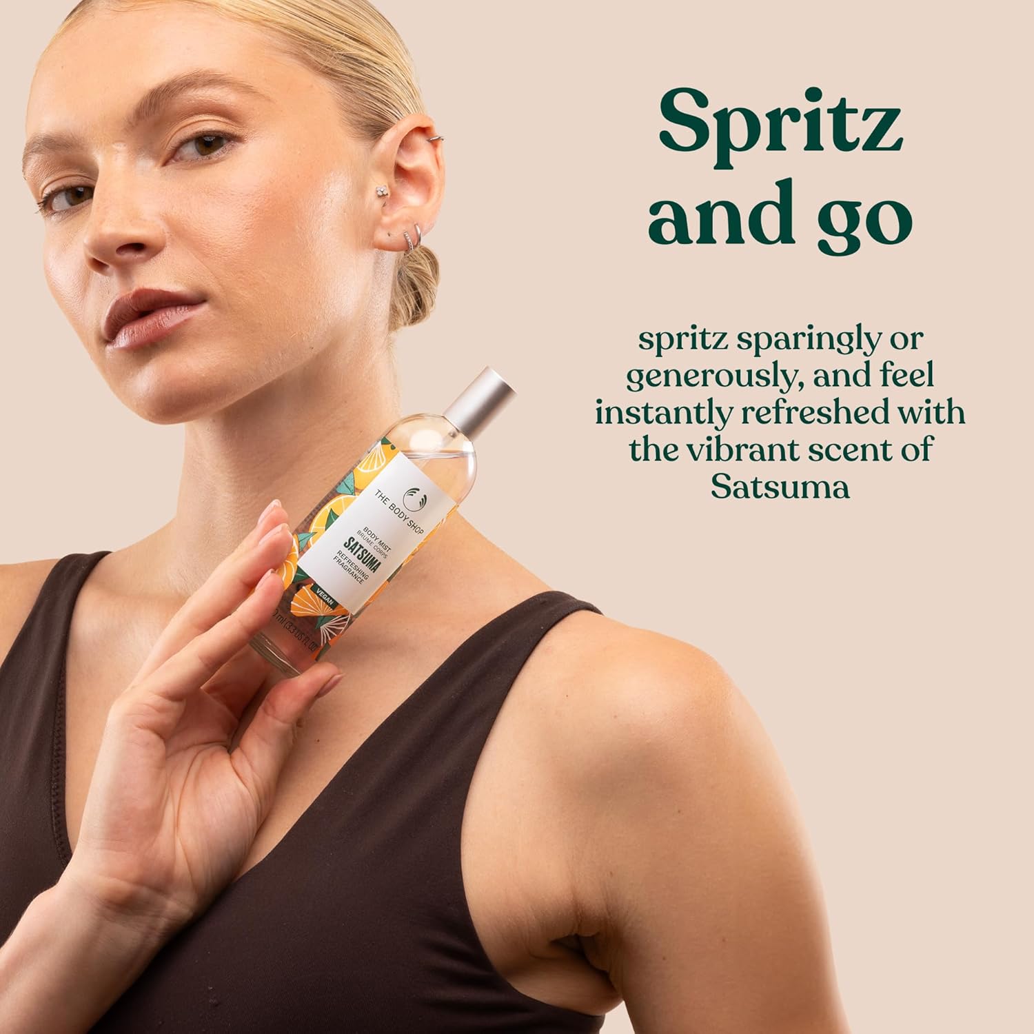 The Body Shop Satsuma Body Mist – Refreshes and Cools with a Citrus Scent – Vegan – 3.3 oz
