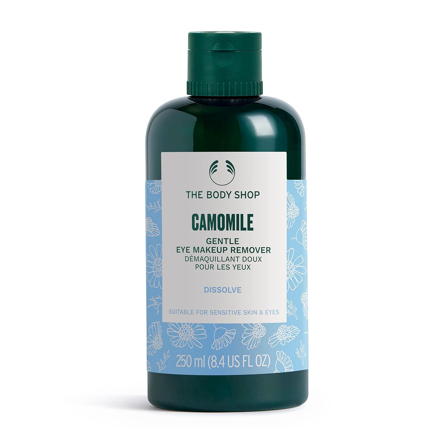 The Body Shop Chamomile Gentle Eye Makeup Remover | Dissolve & Melt Away Tough Eye Makeup | Soothing with Chamomile Extract for Sentitive Skin, Vegan, 250 ml / 8.4 oz