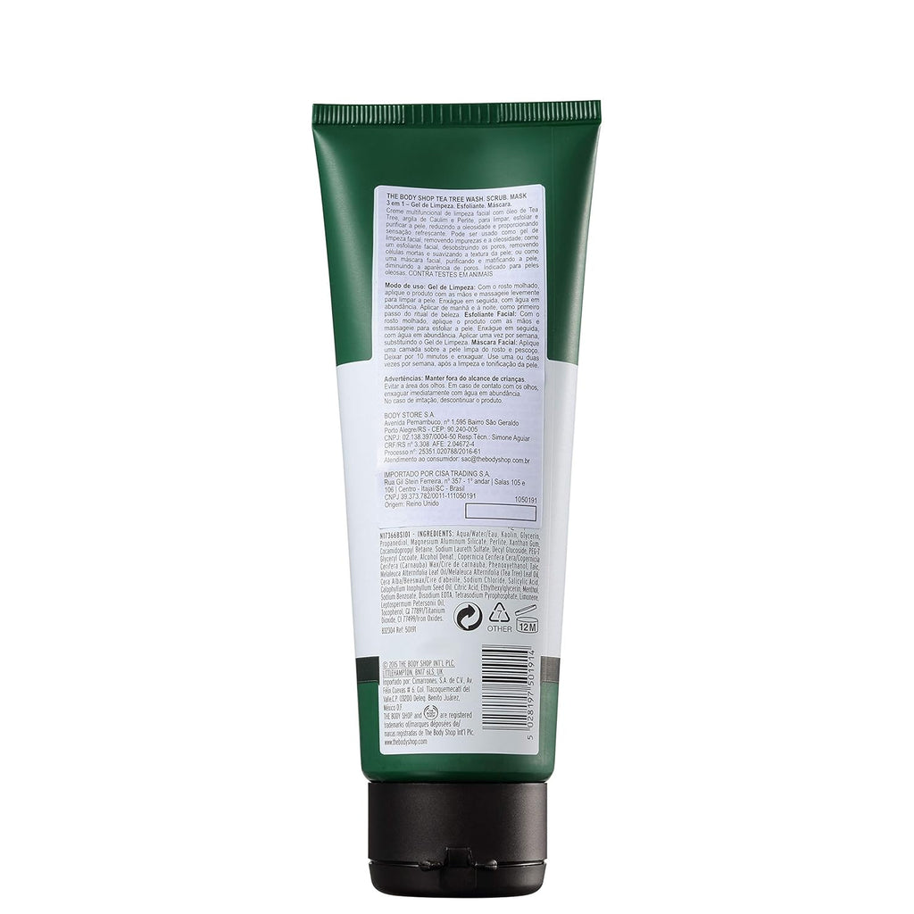 Tea Tree 3-in-1 Wash.Scrub.Mask by The Body Shop for Unisex - 4.2 oz Mask