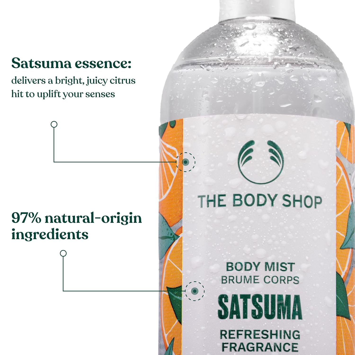 The Body Shop Satsuma Body Mist – Refreshes and Cools with a Citrus Scent – Vegan – 3.3 oz