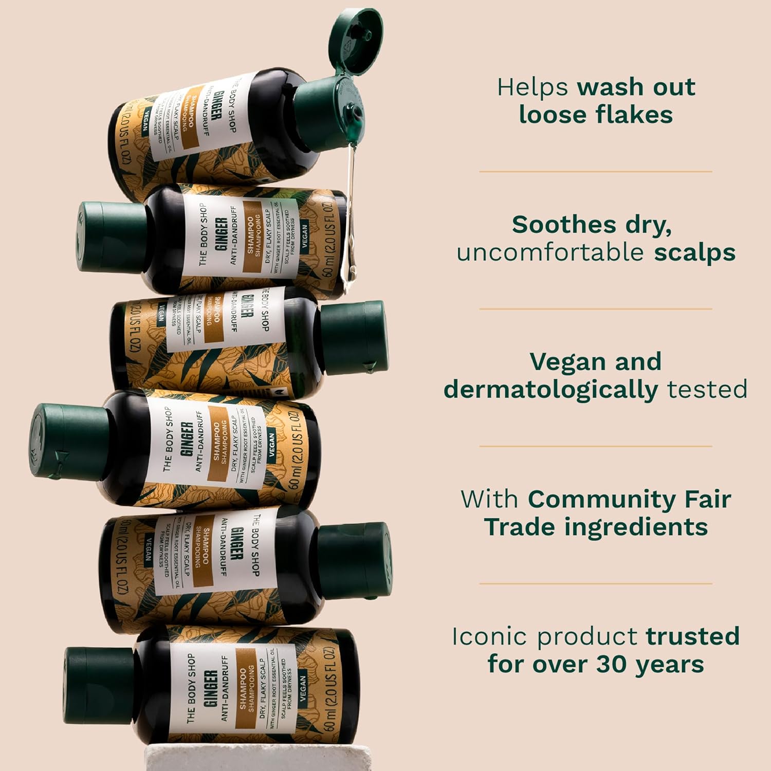 The Body Shop Ginger Scalp Care Shampoo – For Dry, Flaky Scalp – With Vegan Silk Protein – 250ml