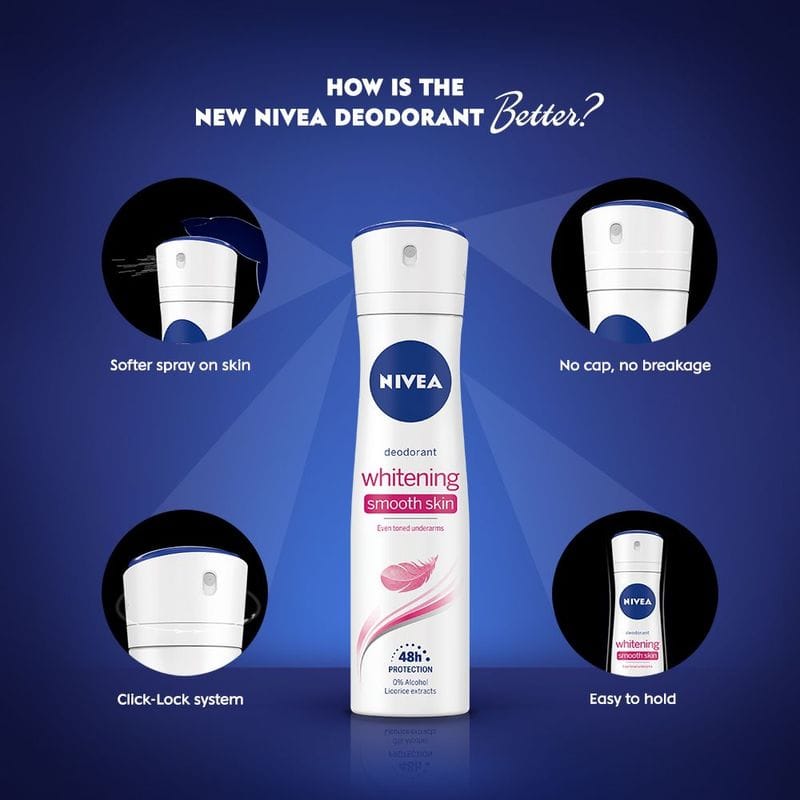 NIVEA - Natural Glow Women Deodorant, Whitening Smooth Skin for 48h Protection (150mL)