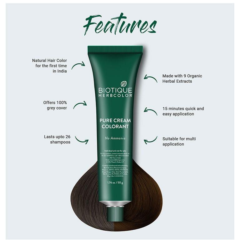 Biotique - Herbcolor Hair Color 3N (50gm+110mL) (Darkest Brown)