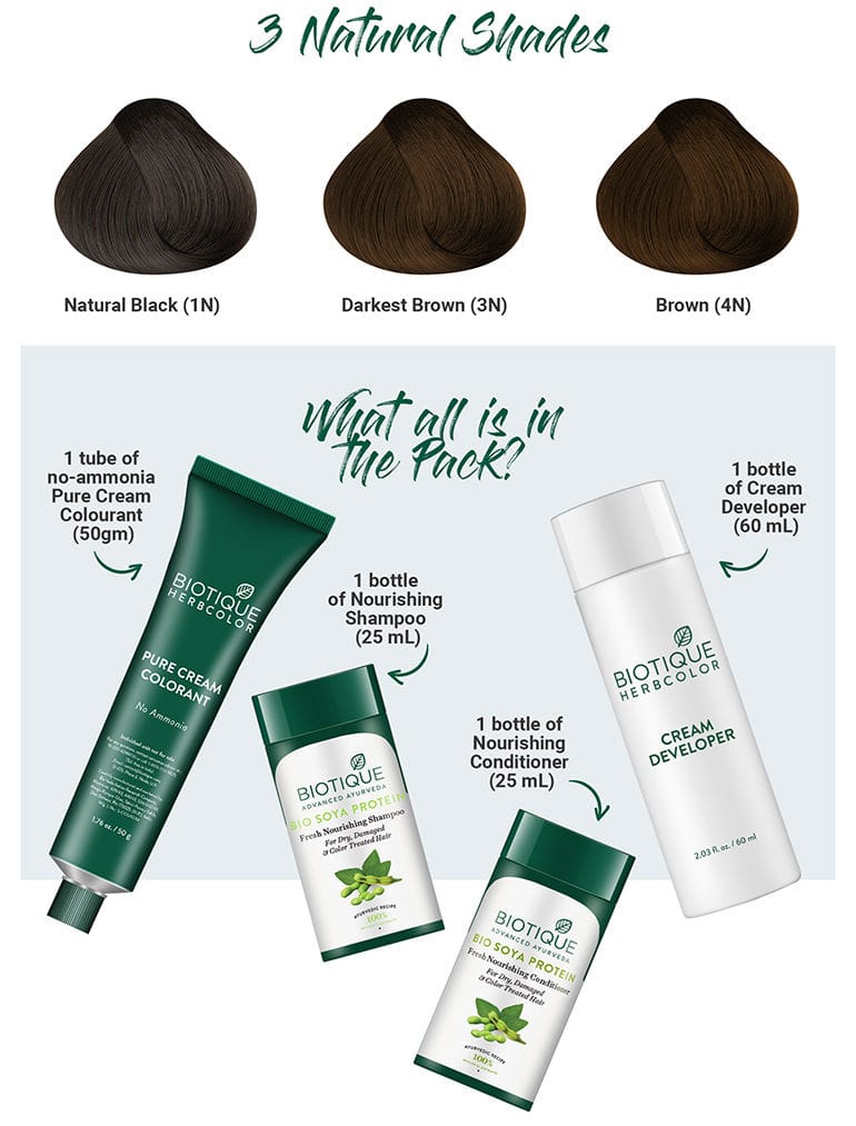 Biotique - Herbcolor Hair Color 3N (50gm+110mL) (Darkest Brown)