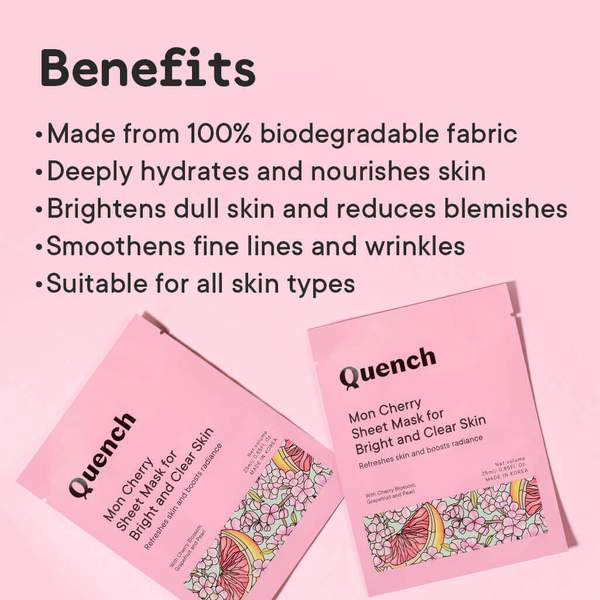 Quench - MON CHERRY SHEET MASK FOR BRIGHT AND CLEAR SKIN (25ml)