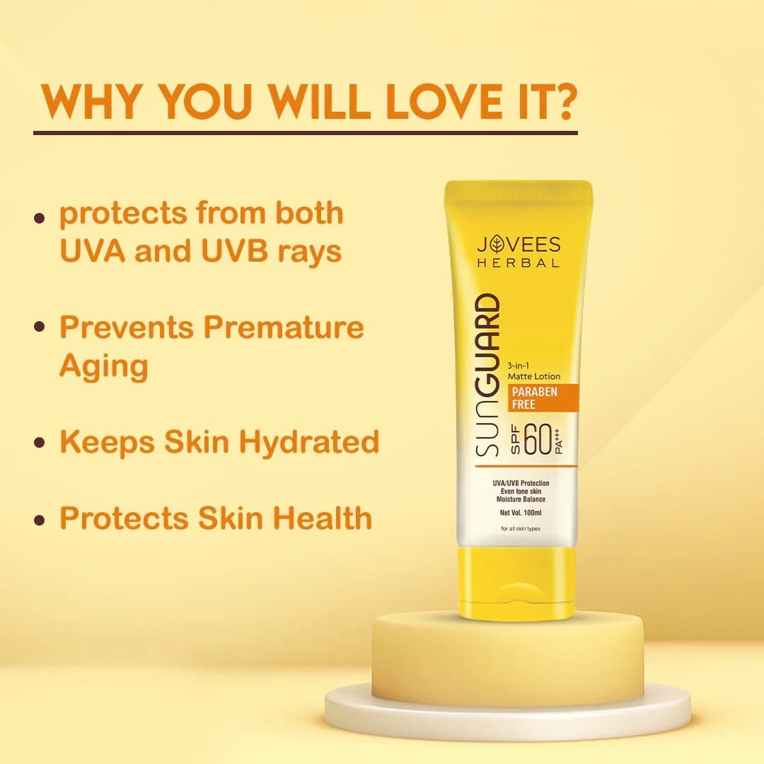 Jovees - Sun Guard 3 In 1 Matte Lotion SPF 60 PA +++ (100ML)