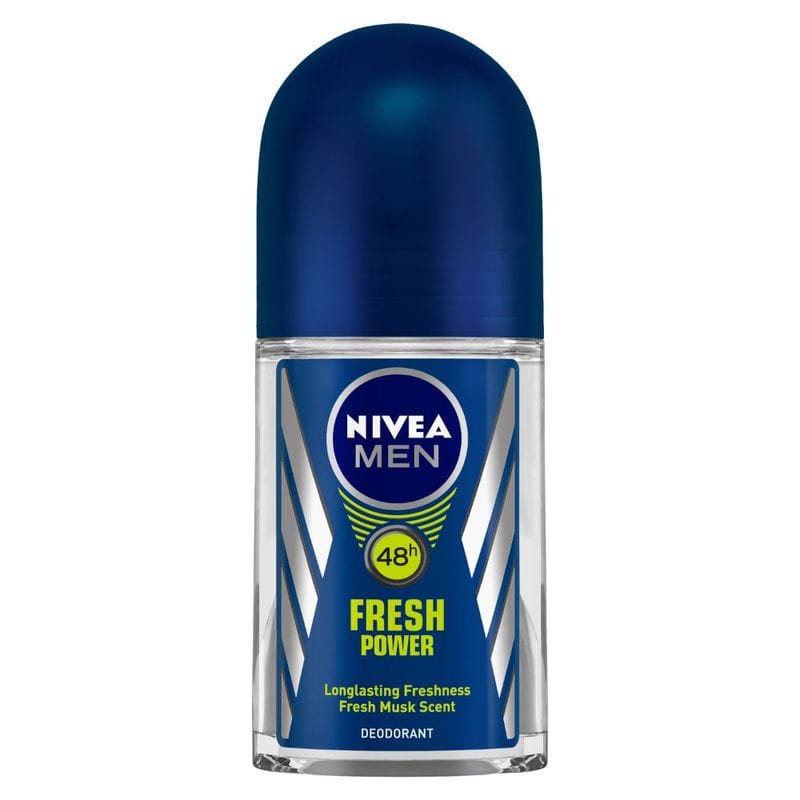 NIVEA Men Deodorant Roll On, Fresh Power, 48h Long lasting Freshness with Fresh Musk Scent (50ml)