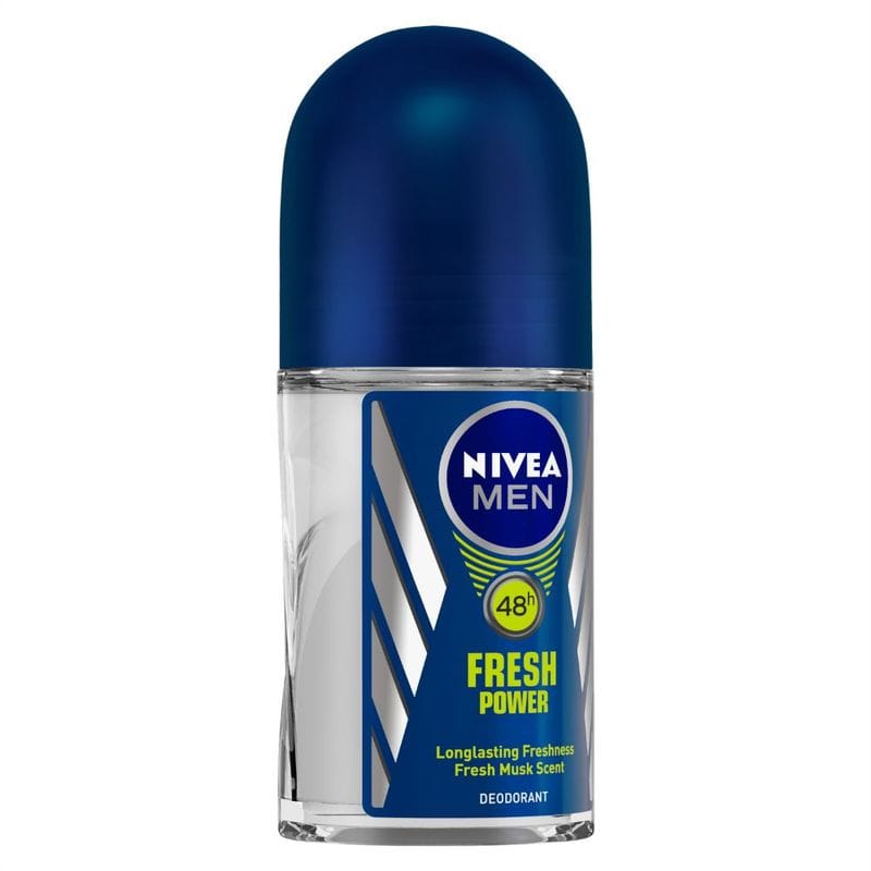 NIVEA Men Deodorant Roll On, Fresh Power, 48h Long lasting Freshness with Fresh Musk Scent (50ml)