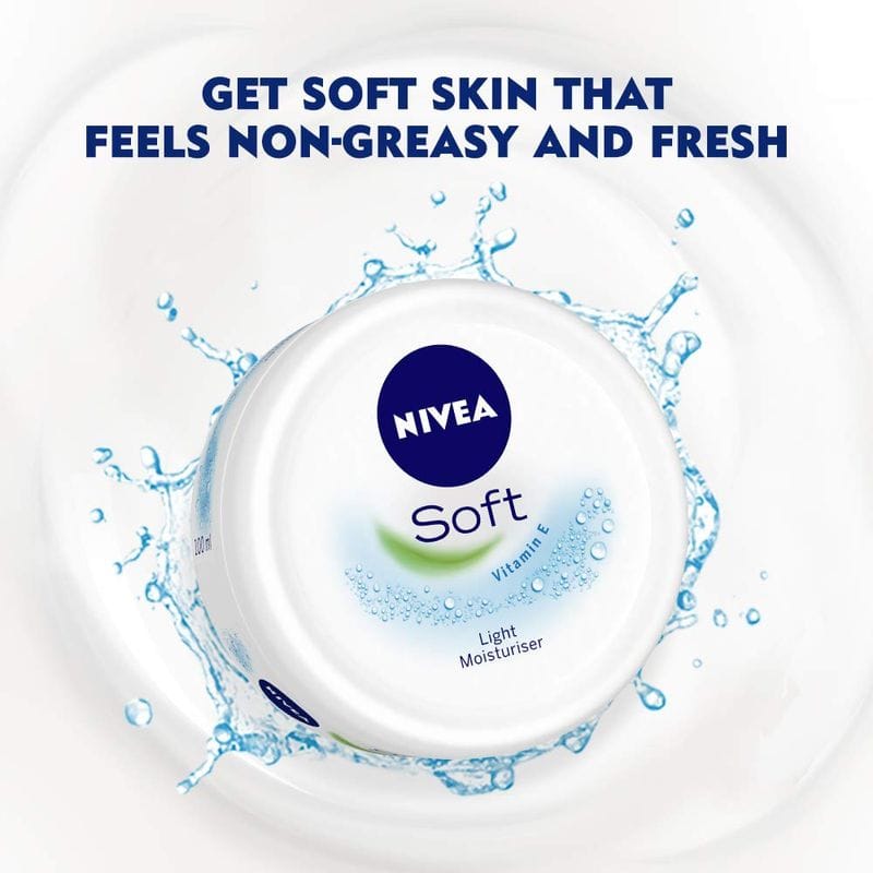 NIVEA (300ml) Soft Light Moisturizer for Face, Hand & Body, Non-Sticky Cream with Vitamin E & Jojoba Oil