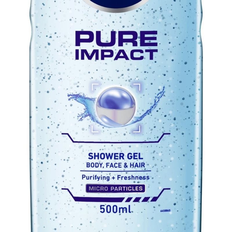 NIVEA - Men Body Wash, Pure Impact with Purifying Micro Particles, Shower Gel for Body, Face & Hair (500ML)