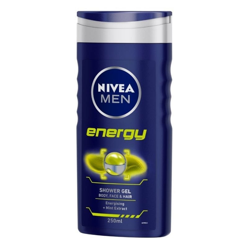 NIVEA Men Body Wash, Energy with Mint Extracts, Shower Gel for Body, Face & Hair (250ml)
