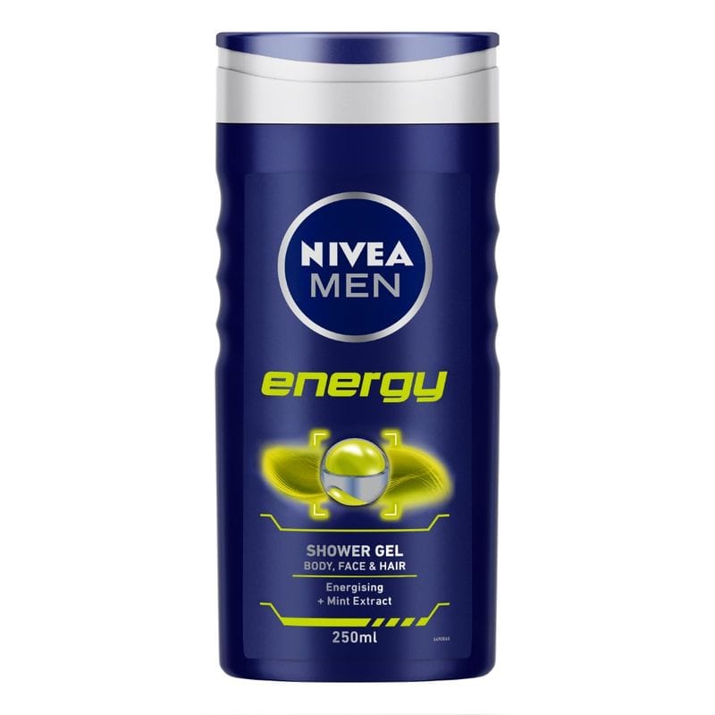 NIVEA Men Body Wash, Energy with Mint Extracts, Shower Gel for Body, Face & Hair (250ml)